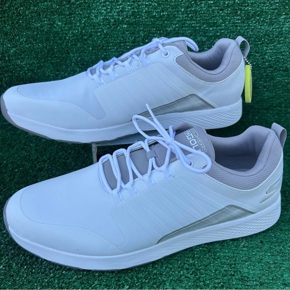 Size 13 Skechers GO GOLF Elite 4 Victory Mens Spikeless Shoes White Silver main image 5